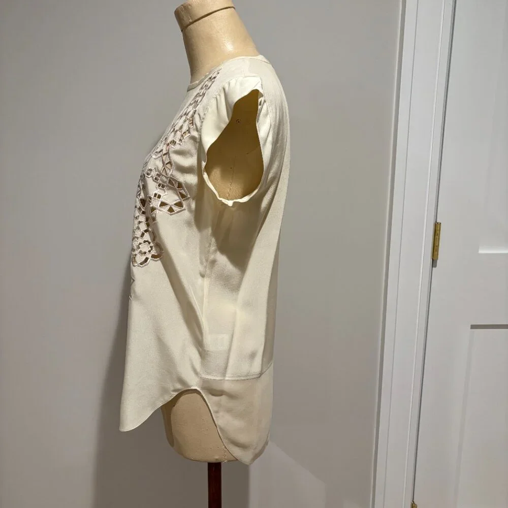 Rebecca Taylor Geo Cut-out Silk Blouse - Picture 4 of 8